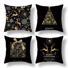 Lot De 4 Housses De Coussin De Noël Décoratives Pour Canapé, 45 X 45 Cm
