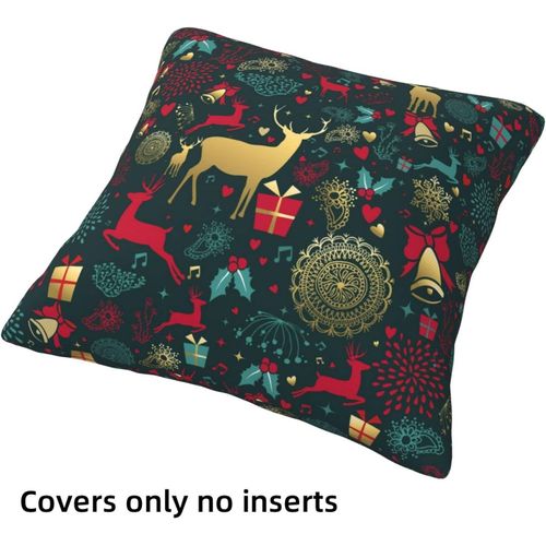 Lot De 4 Housses De Coussin De Noël, Housses De Coussin Décoratives Vertes Pour Canapé, 45 X 45 Cm
