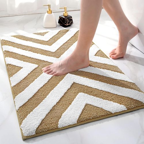 Tapis De Bain Antidérapant, Tapis De Douche En Microfibre Douce, Absorbant, Lavable En Machine, 40 X 60 Cm, Marron