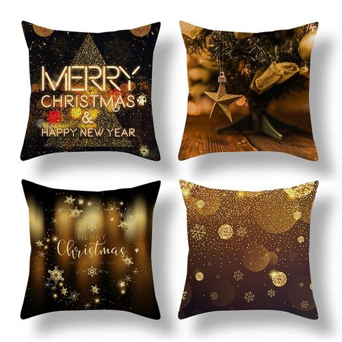 Lot De 4 Housses De Coussin De Noël, Housses De Coussin Décoratives Pour Canapé, 45 X 45 Cm.