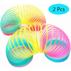 Lot de 2 jouets arc-en-ciel magiques à ressort (8,6 x 9 cm) - Cercles empilés