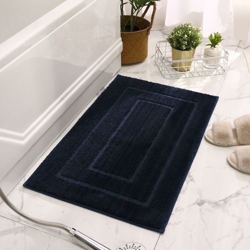 Tapis de bain extra épais antidérapant 40 x 60 cm - Bleu foncé, doux en microfibre, absorbant, lavable en machine