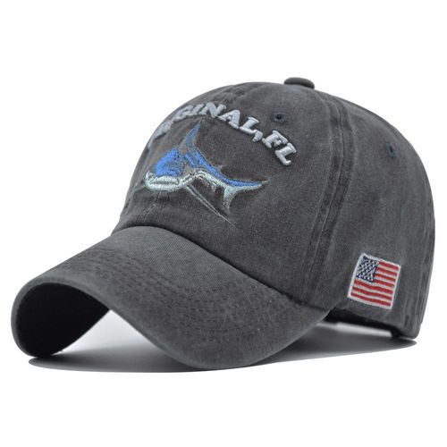 ¿Noir¿Requin Brodé Coton Casquette De Baseball Lavé En Détresse Papa Chapeau Vintage Réglable Trucker Chapeaux Pour Hommes Femmes Enfants