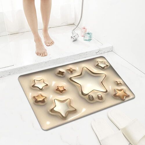 Tapis de Bain Antidérapant (3D / étoiles, 40x60cm) Absorbant,3D Douche et la Salle de Bain Tapis,Tapis de Bain Antidérapant,Tapis de Salle de Bain Doux,Tapis de Salle de Bains