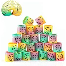 24 mini jouets à ressort en plastique arc-en-ciel (colorés)