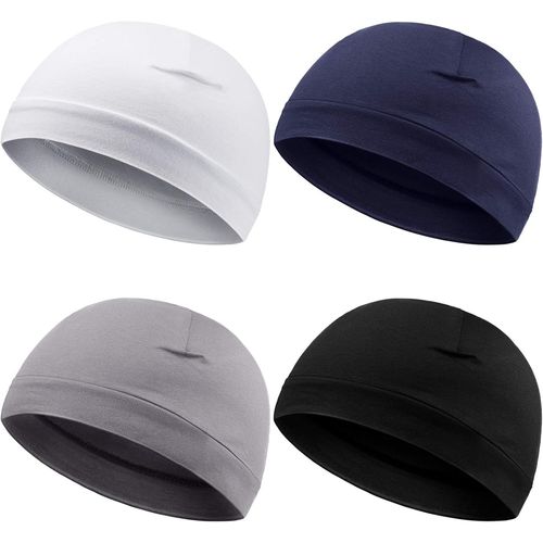 Sept-4 Casquettes De Crâne Hommes Bonnet En Coton Doux Chapeaux De Sommeil Casque Extensible Couvre-Chef De Doublure Multifonctionnel Pour Hommes Femmes