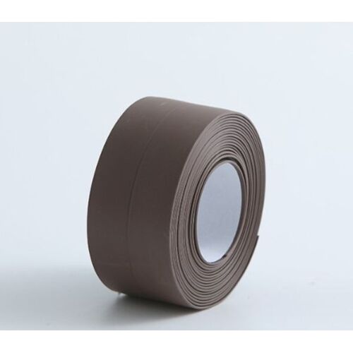 (2 pièces marron) Plinthe souple - Bande d'extrémité pour cuisine et salle de bain 22 mm 3,2 m, joint autocollant, bande pliable flexible, bande d'étanchéité