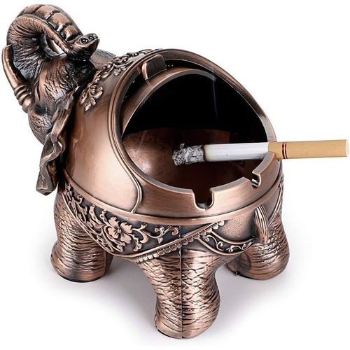Cendrier coupe, bronze rouge vent vintage avec couvercle - Cendrier en métal avec