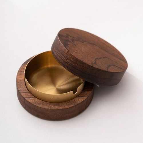 Cendrier doré original pour l'extérieur, avec couvercle fermé, anti-odeurs, portable et coupe-vent, pour l'intérieur et l'extérieur