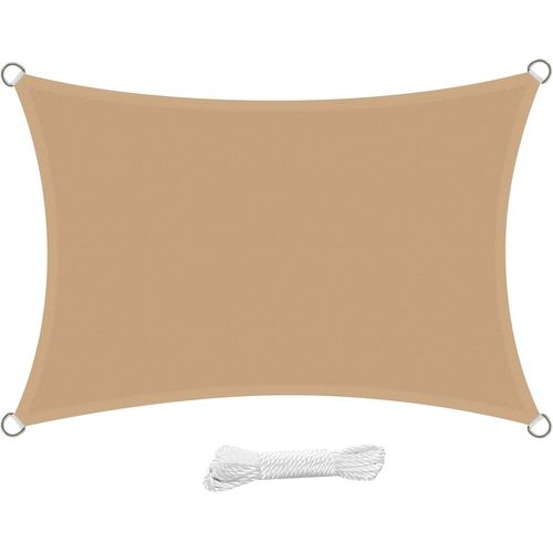 Voile D'ombrage Rectangulaire 3 X 4 M, Imperméable, Anti-Uv, Pour Jardin, Terrasse, Patio, Sable
