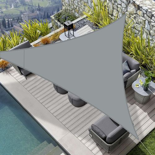 Imperméable Triangulaire Voile D'ombrage En Pse Gris Tissu 3 X 3 X 3 M