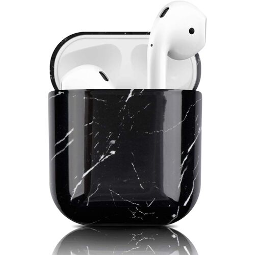 acdsgd-Coque Étui Protecteur Compatible avec AirPods 1&2,PC Dur Marbrée Airpods Housse Cas Antichoc Étui Portable Accessoires pour AirPods Écouteurs Convient aux Filles Garçons - Noir