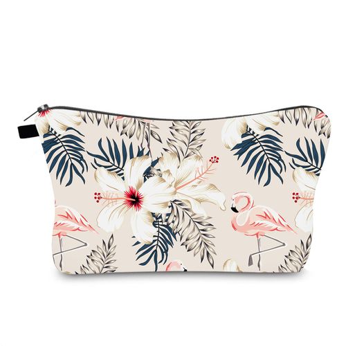 Trousse de maquillage zippée (beige flamant rose), sac pour fille, organiseur de voyage