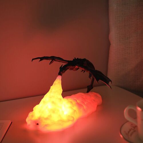 Décoration De Lampe De Dragon De Feu D'impression 3d Led Veilleuse