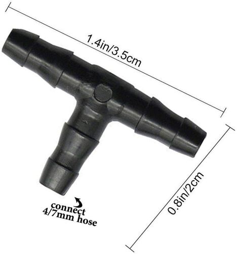100 Pcs Tee Raccord de Tuyau 4/7mm- T Raccord Connecteur PVC d'arrosage