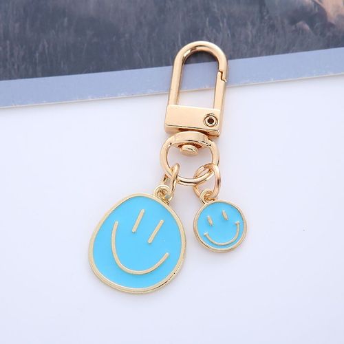Porte-Clés Bleus Mignons Avec Expression Joyeuse Pour Femmes, Ensemble De 2 Pièces, Petit Porte-Clés De Voiture Blanc, Noir, Rose, Accessoire Avec Clip-Générique