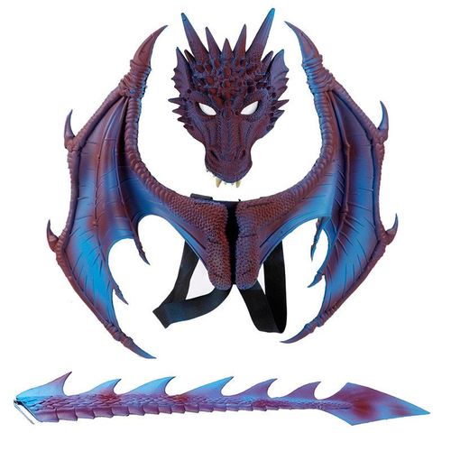 Costume D'ailes De Dragon Pour Enfants, Ensemble De Masques De Queue De Dinosaure, Costume De Cosplay