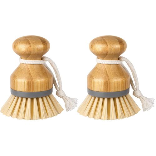 Dww-Brosse à Paume en Bambou, Brosse à Récurer verser le Nettoyage des-Vaisselle Casseroles Plaques d'Éviers de Cuisine, Lot de 2