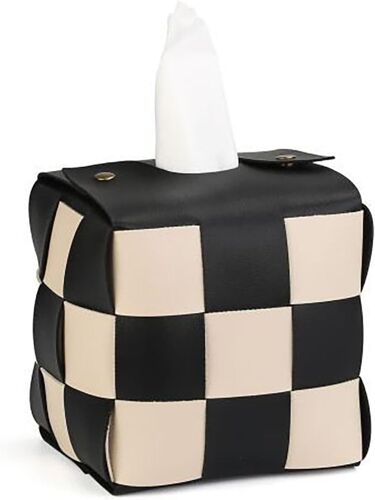 Sac à mouchoirs carré en Cuir, boîte à mouchoirs, Porte-mouchoirs carré en Cuir, boîte à mouchoirs pour Le Bureau, la Voiture, la Salle de Bain, Le Meuble-lavabo et la Table de Chevet,Black