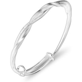 Kalanka-Bracelet Pour Femme En Argent Sterling 925 Réglable Twist Ouvert Bracelet À Breloques En Argent Pour Anniversaire Cadeau D'anniversaire Bijoux Élégants De Mode