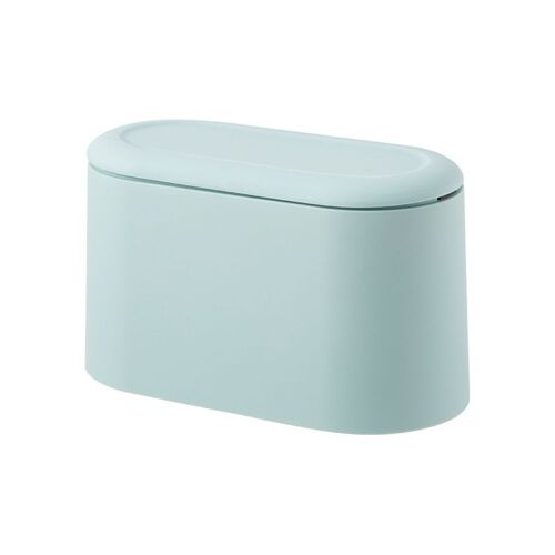Bleu , Petite Poubelle de Table avec Couvercle à Bouton-Poussoir Poubelle de Bureau Blanche Mini Poubelle de Table Plastique Poubelle de Table Cuisine Portable pour Coiffeuse, Chambre, Comptoir