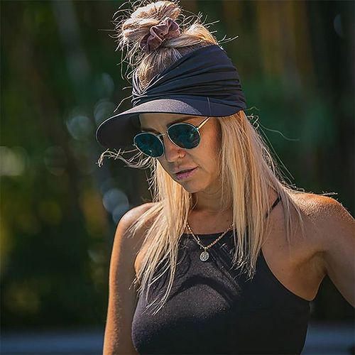 1pcs Casquette De Base-Ball Sports Pare-Soleil Haut Vide Protection Uv Chapeaux De Soleil Femme Protection Uv Feu De Plage - Bleu Foncé