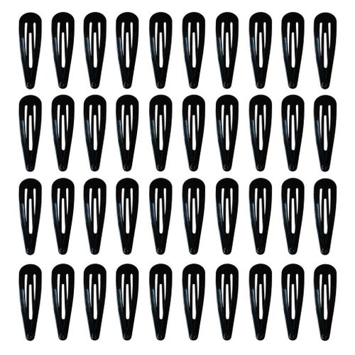 Lot De 40 Barrettes Noires De 5 Cm Pour Femmes, Pinces À Cheveux En Métal 