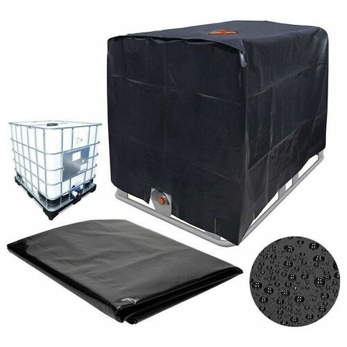 Bâche de protection pour réservoir IBC 1 000 L, 116 x 100 x 120 cm, anti-UV, anti-pluie (noire)