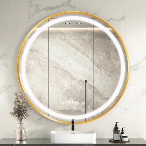 Miroir de salle de bain 60x60cm anti-buée miroir lumineux LED, miroir mural de courtoisie avec éclairage, interrupteur mécanique - blanc froid
