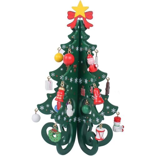 Petit Sapin De Noel Artificiel Vert Decoration De Table Avec Mini Ornements De Noël Pour Déco Noël Table Bureau Cadeau Sapin De Noël Bois Arbre De Noël En Bois Bricolage Dessin Animé Cadeau