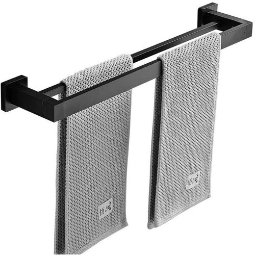 50CM Serviette Noir Mat Double Barre Porte-Serviettes Support Mural en Acier Inoxydable 2 Barres Étagère De Salle De Bain Accessoires De Salle De Bain
