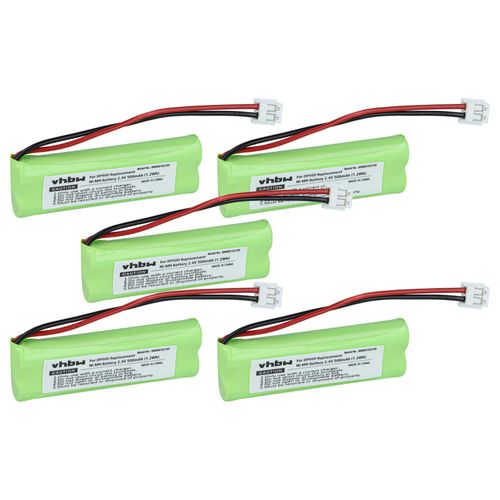 vhbw 5x Batterie compatible avec Binatone Zest téléphone fixe sans fil (500mAh, 2,4V, NiMH)