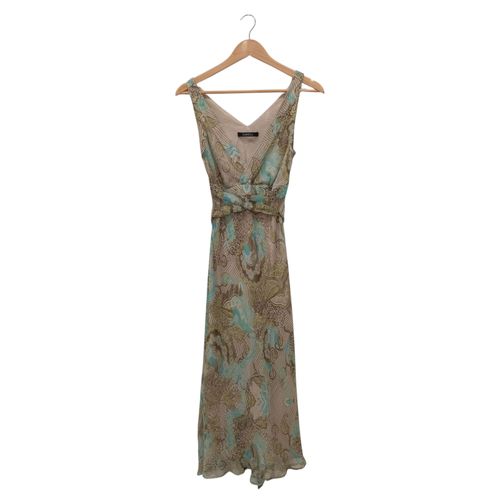 Robe Mi-Longue Wax Beige Et Bleu Taille 36 Caroll