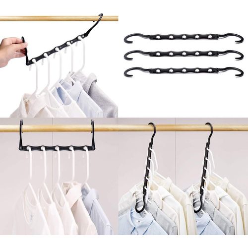 Lot de 10 cintres magiques pour vêtements, organiseur de rangement pour vêtements, gain de place dans le placard, noir, 38 cm