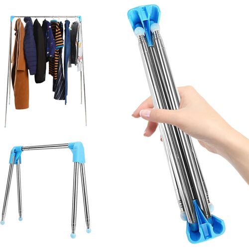 Porte-vêtements Pliant Portable, 13-28 Pouces Séchoir à Linge rétractable, Support au Sol Pliable, Cintre, Porte-Manteau pour la lessive à la Maison, Le Camping, Les Voyages en Plein air