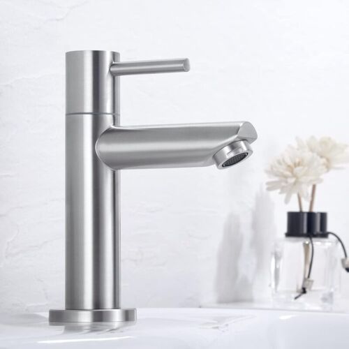 Mitigeur de salle de bain, robinet de lavabo à levier unique, acier inoxydable, gris