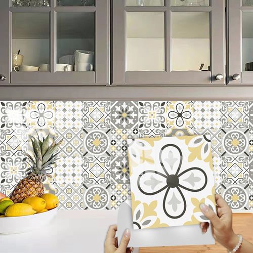 Lot de 10 papiers peints autocollants pour carrelage 10 x 10 cm style mosaïque