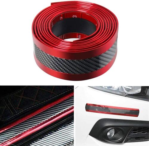 Protecteur De Seuil De Porte De Voiture Universel En Fibre De Carbone 3 M, Autocollant, Pour Suv, Camion, Protections D'entrée De Porte, 3 X 300 Cm (L X L), Rouge