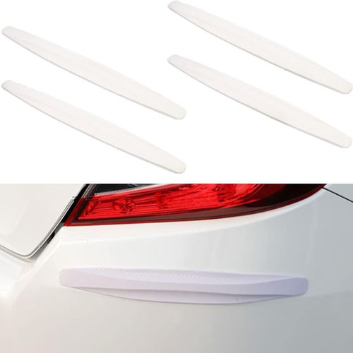 4 Pièces Protections Flexibles Pour Pare-Chocs Avant Et Arrière Protection Contre Les Rayures, Bande De Protecteur De Pare-Chocs Universel Autocollant Protection Pour Pare-Chocs De Voiture (Blanc)