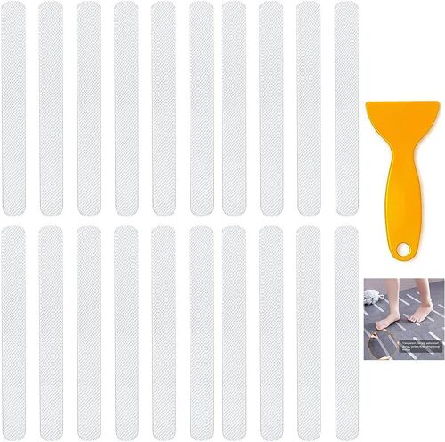 (20 mm x 200 mm) 48 pièces Bandes antidérapantes pour salle de bain Bandes antidérapantes transparentes pour douche Grattoir pour baignoire Douche Marches d'escalier