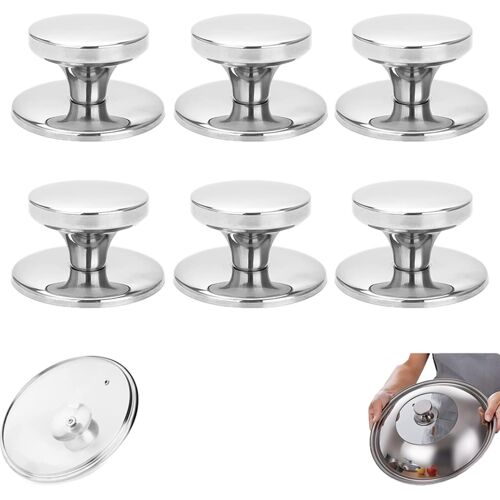 Jexnovashop-Bouton De Couvercle, Ensemble De 6 Pièces Boutons Couvercle Casserole Bouton De Wok Poignée Du Couvercle Remplacement Acier Inox, Pour Bouilloires, Poêles À Frire, Poêles À Frire