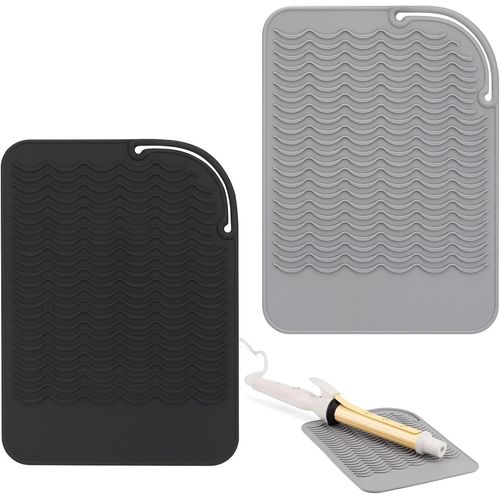 Pack De 2 Tapis De Chaleur Pour Le Défrisage Des Cheveux, Fer À Friser, Fer Plat De Silicone Résistant À La Chaleur Tapis Épais Et Résistant À La Chaleur, Portable Roll-Sac De Rangement Pour La Maison De Voyage Salon De Coiffure Outil