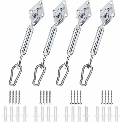 Kit De Fixation Voile D'ombrage, Kit De Fixation Pour Voile De Jardin Pour Voile D'ombrage En Acier Inoxydable 304 Pour Triangle Carré Rectangle Et Triangulaires (44 Pièces) - Zolginah