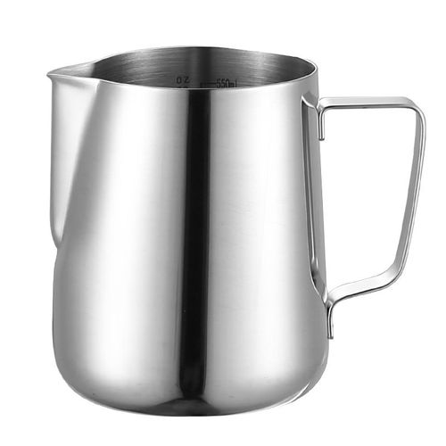 Pichet à lait en acier inoxydable 350 ml/600 ml/900 ml (12 oz/20 oz/32 oz) pour mousseur à lait, cappuccino et latte (argenté 20 oz/600 ml)