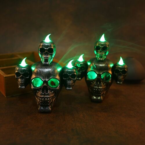 Lot De 2 Feux De Fumée Horror Skull Lights Pumpkin Lights Led Elect