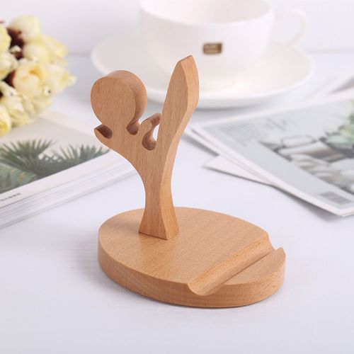 Support de téléphone portable en bois (Kung Fu Boy), support de téléphone portable créatif Kung Fu Kid pour iPhone, iPad, tablette, PC