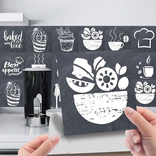 Mosaïque Stickers, 24 Pièces Auto-adhésif de la Mosaïque Carrelage Mural Autocollant Auto-Adhésif de Carrelage BRICOLAGE Carrelage pour la Salle d'Accueil Cuisine (15X15 CM)