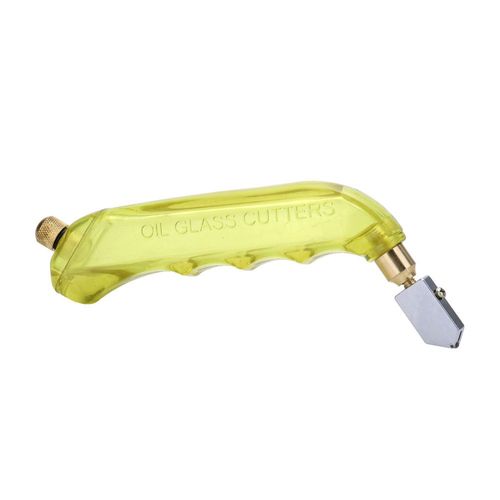 Coupe-verre jaune, 1 pièce. Contient de l'huile de coupe pour verre, une tête de coupe de 2 à 20 mm et un outil coupe-verre à pointe carbure pour miroirs et mosaïques en verre épais.