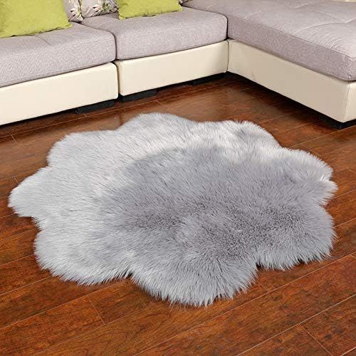 Tapis En Fausse Peau De Mouton Synthétique Grise, 45 X 45 Cm, Imitation Polaire, Doux Et Moelleux, À Poils Longs, Décoratif, Pour Chaise Ou Canapé (45 X 45 Cm)