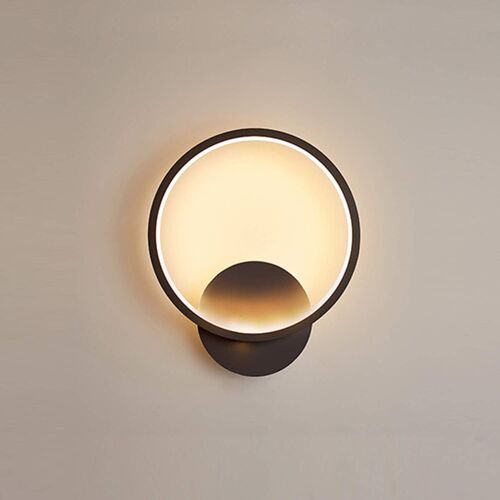 12w Led Applique Murale Intérieure Ronde Applique Noir Blanc Chaud 3000k Moderne Pour Chambre Salon Escalier Couloir Ac 220v